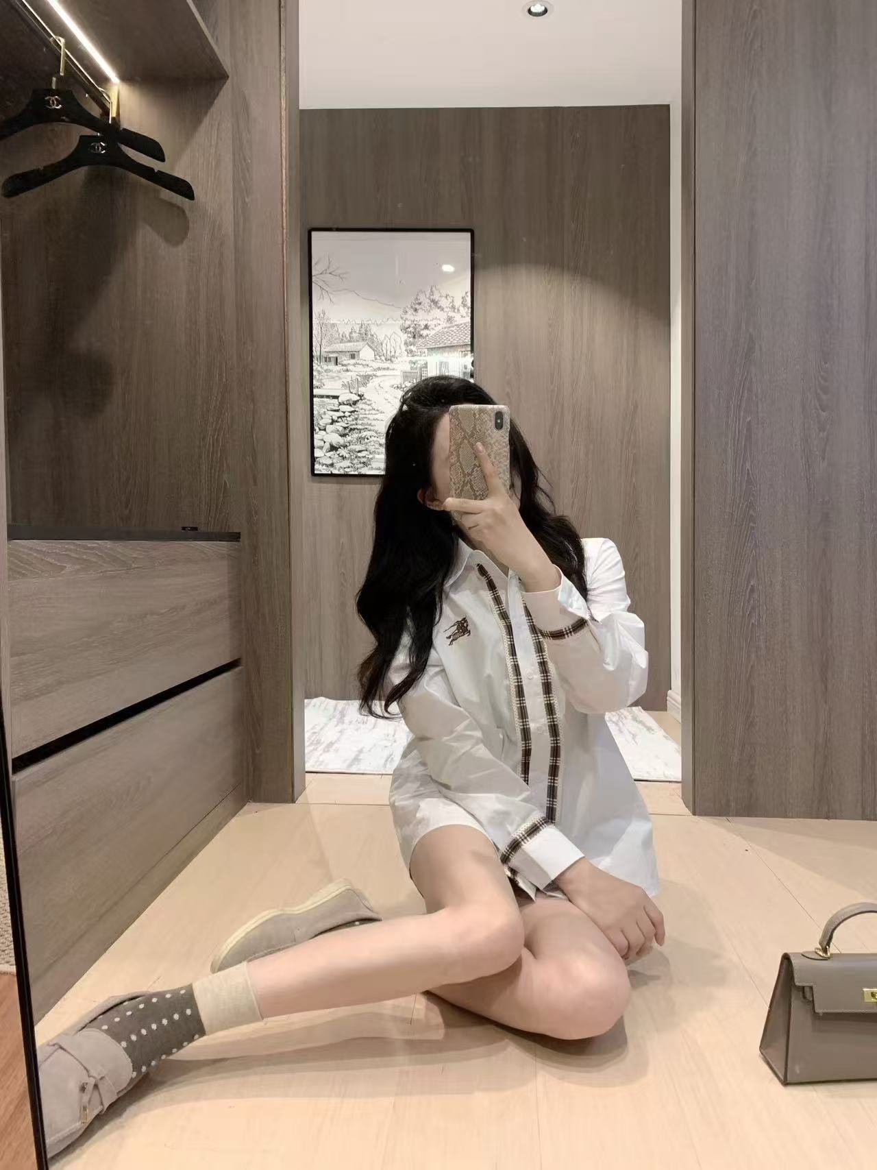 BUR8ERRY チェック柄フリルシャツ【50％割引+送料無料】