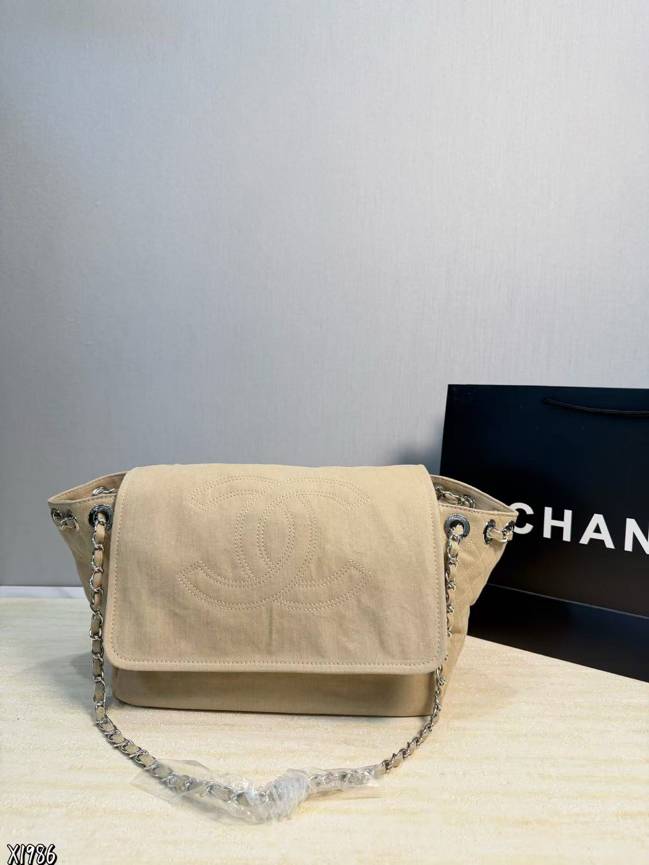 CHANE1 フラップデニムチェーンバッグ【50％割引+送料無料】