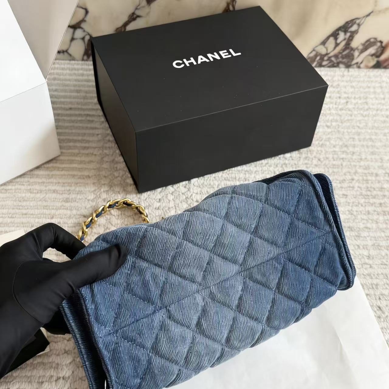 CHANE1 デニムチェーンショルダーバッグ【50％割引+送料無料】