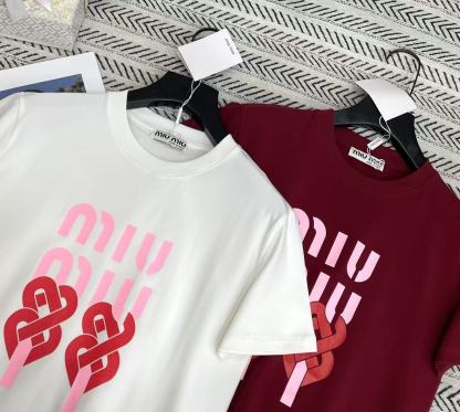 M1UM1U ハートレターTシャツ【50％割引+送料無料】