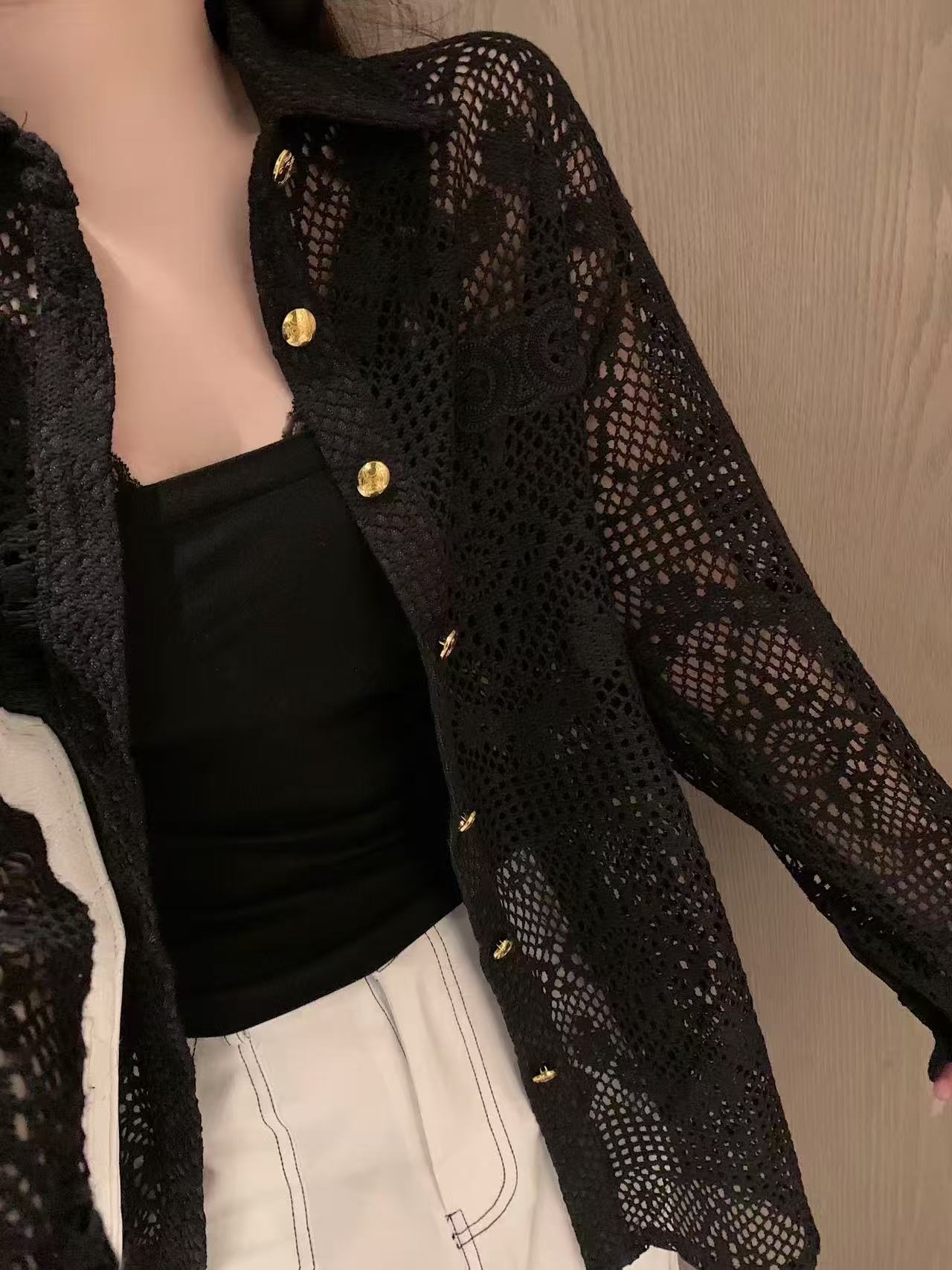 CEL1NE メタルボタン レースブラウス【50％割引+送料無料】