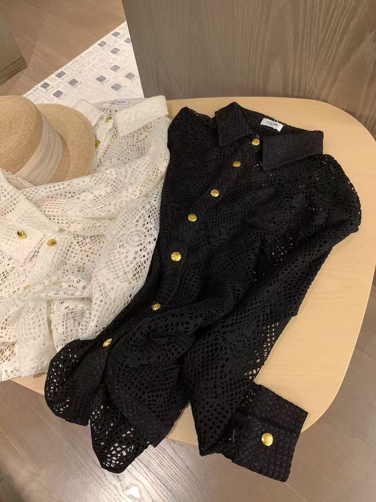 CEL1NE メタルボタン レースブラウス【50％割引+送料無料】