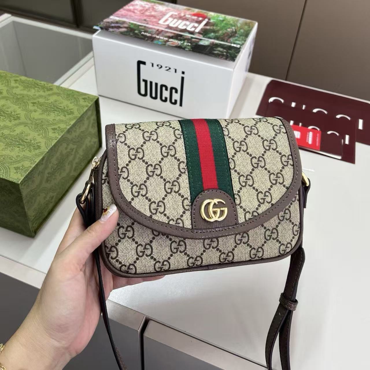 GUCC1 ジャカード ショルダーバッグ【50％割引+送料無料】