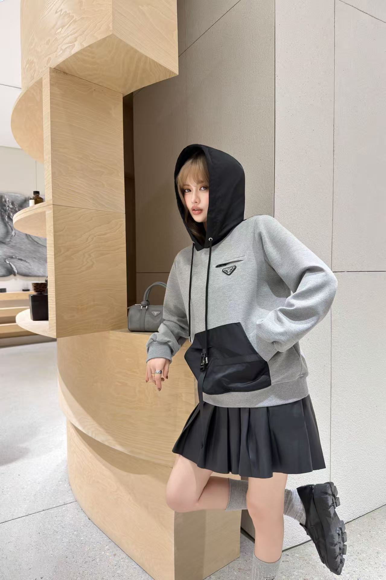 PR4DA フード付きカラーブロックジャケット【50％割引+送料無料】