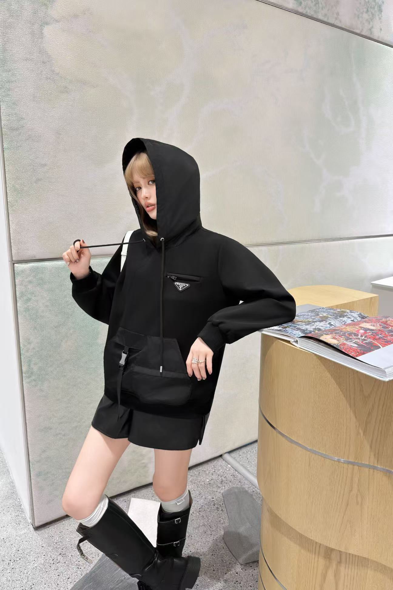 PR4DA フード付きカラーブロックジャケット【50％割引+送料無料】