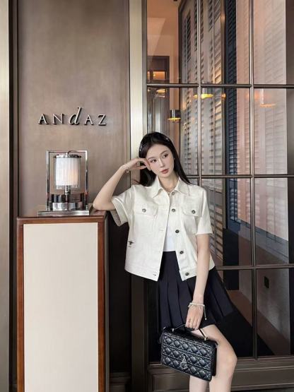 DIOR エンブロイダリー ビー デニム 半袖ジャケット【50％割引+送料無料】