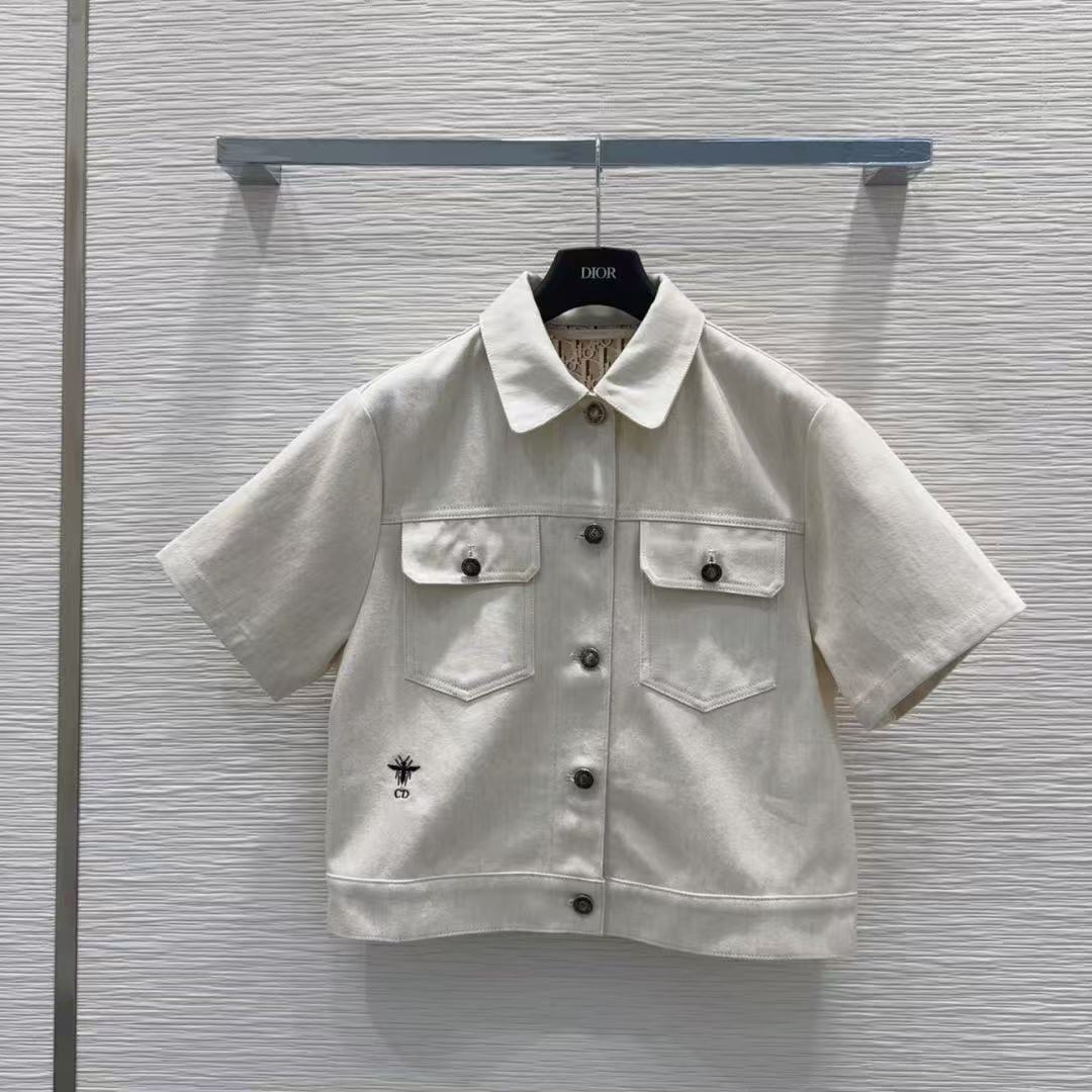 DIOR エンブロイダリー ビー デニム 半袖ジャケット【50％割引+送料無料】