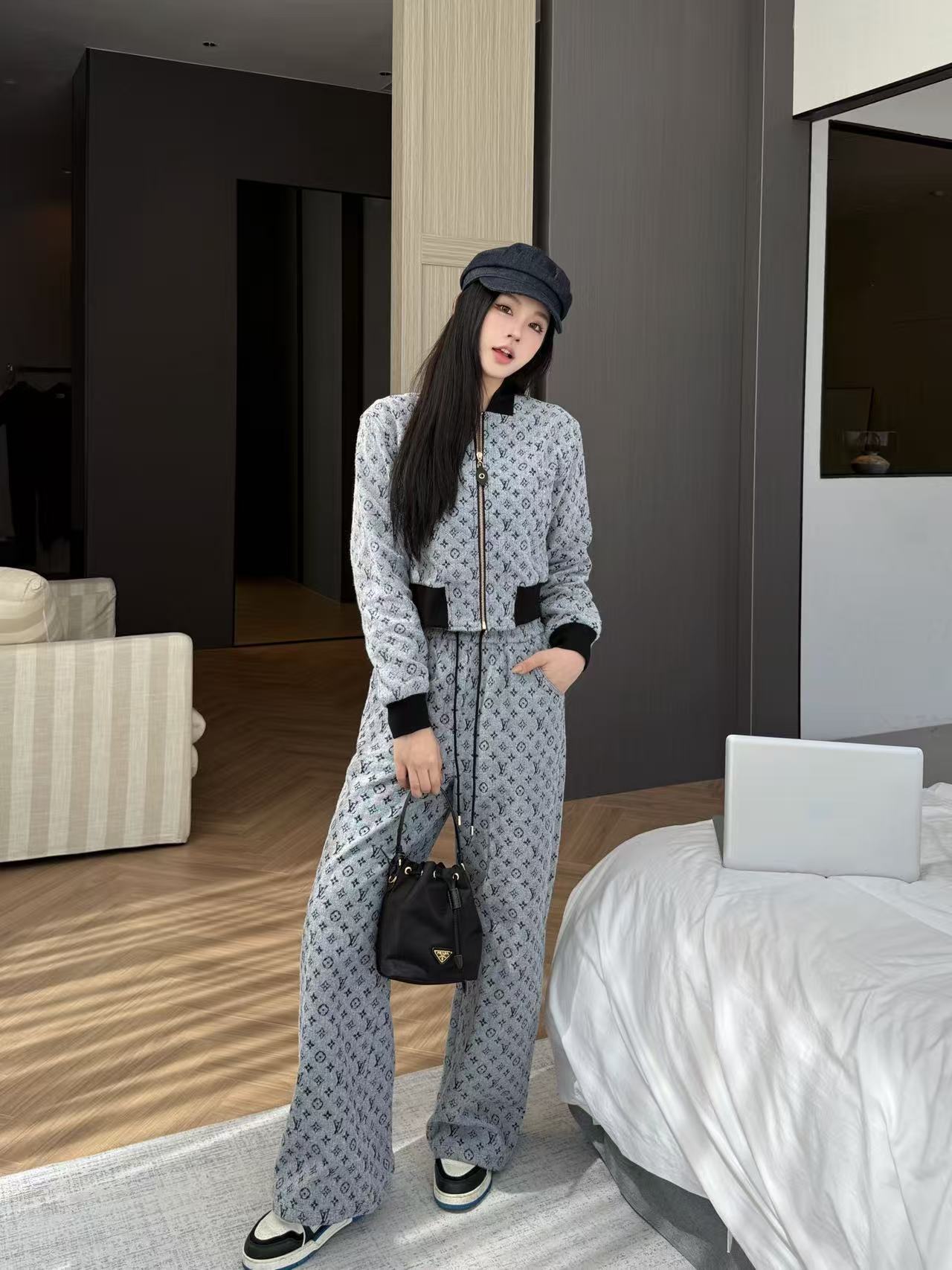 LVジャカードジャケットとパンツのツーピースセット【50％割引+送料無料】