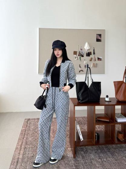 LVジャカードジャケットとパンツのツーピースセット【50％割引+送料無料】