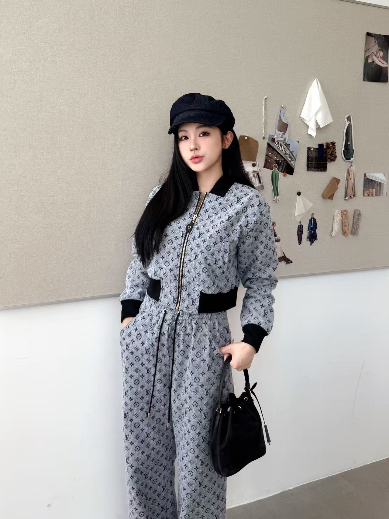 LVジャカードジャケットとパンツのツーピースセット【50％割引+送料無料】