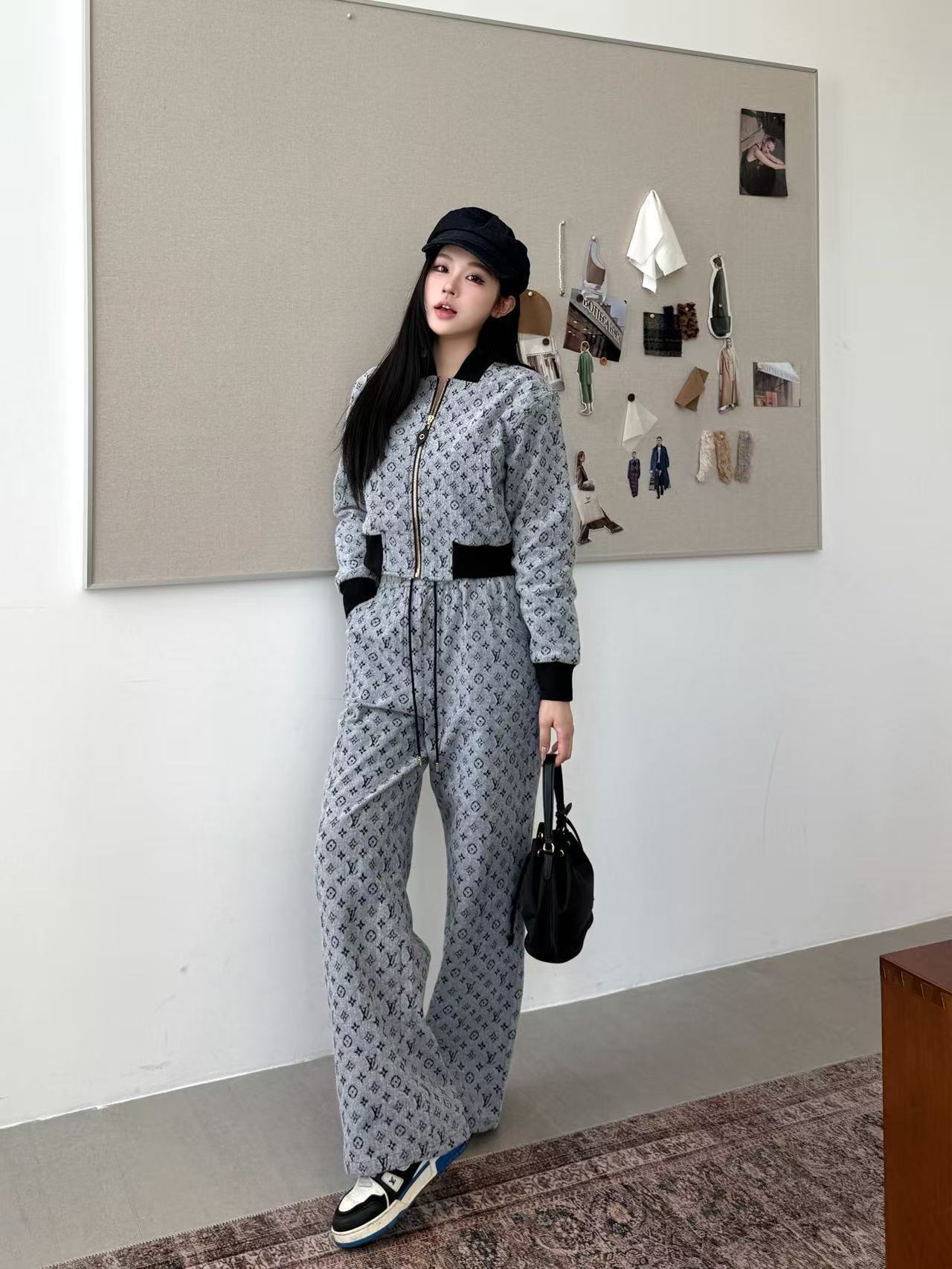 LVジャカードジャケットとパンツのツーピースセット【50％割引+送料無料】