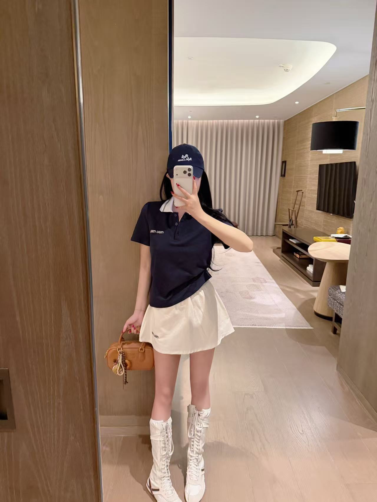 M1UM1U 襟付きシャツ+スカート ツーピースセット【50％割引+送料無料】