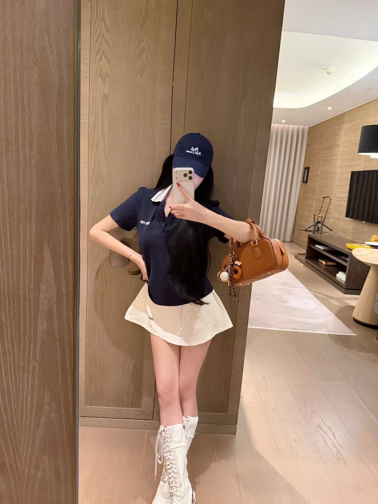 M1UM1U 襟付きシャツ+スカート ツーピースセット【50％割引+送料無料】