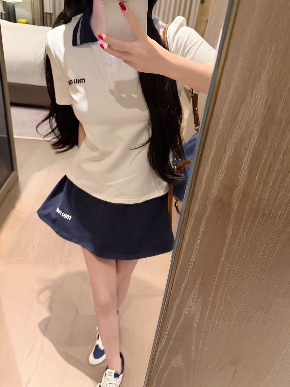 M1UM1U 襟付きシャツ+スカート ツーピースセット【50％割引+送料無料】