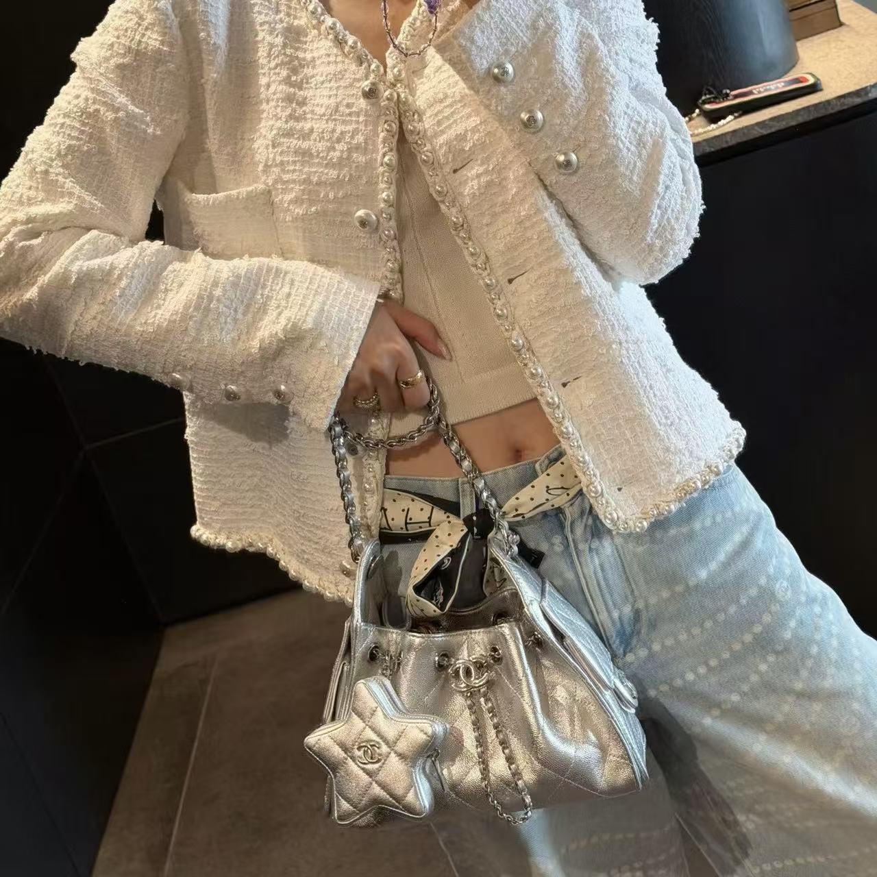 CHANE1 シルバー アンダーアームバッグ【50％割引+送料無料】