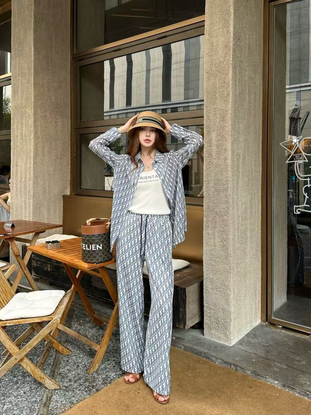 DIORプリントシャツとパンツのツーピースセット【50％割引+送料無料】