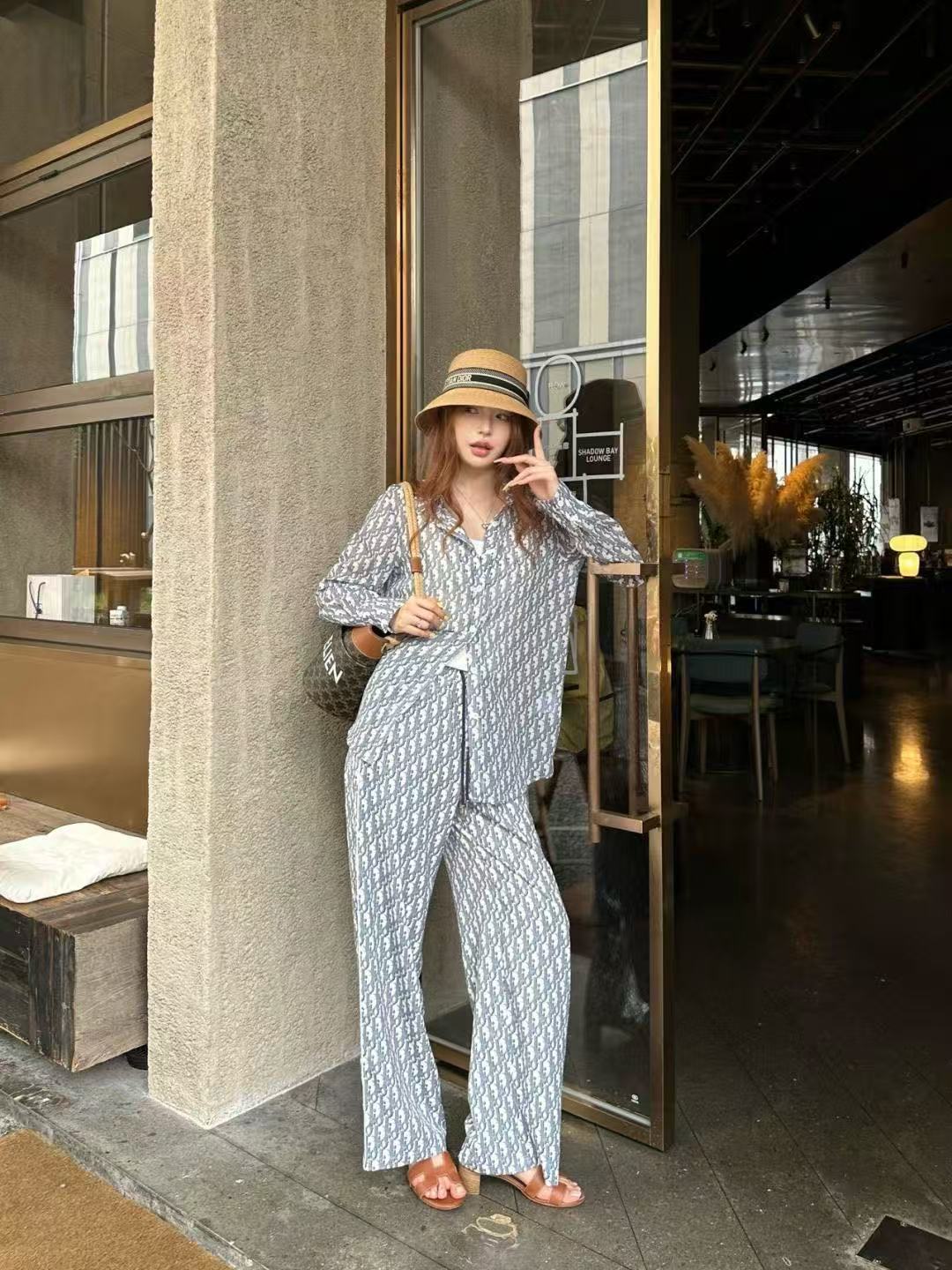 DIORプリントシャツとパンツのツーピースセット【50％割引+送料無料】