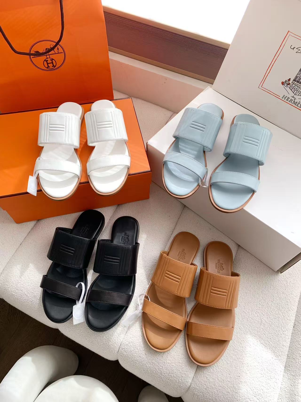 HERME5高品質カーフスキンスリッパ【50％割引+送料無料】