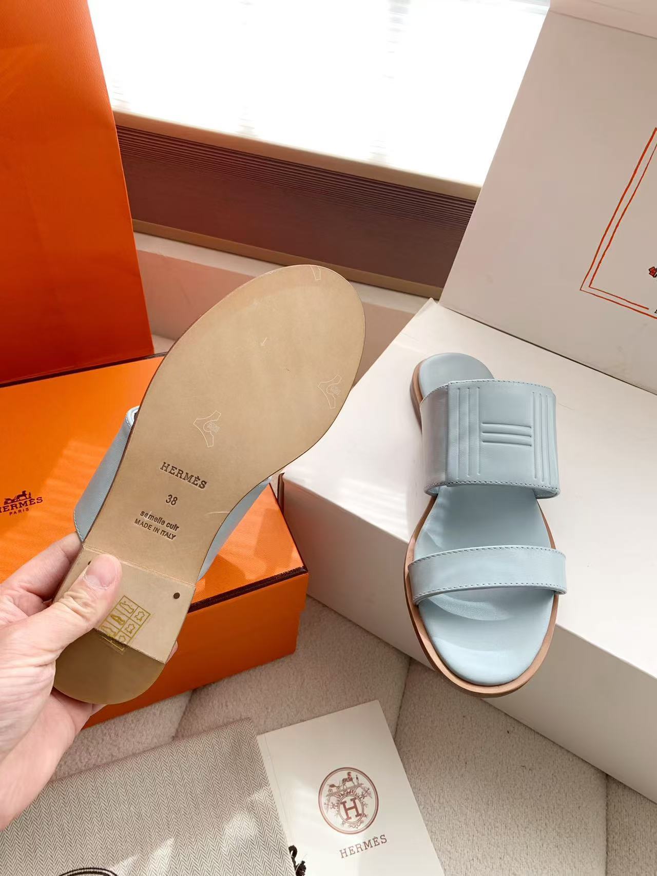 HERME5高品質カーフスキンスリッパ【50％割引+送料無料】