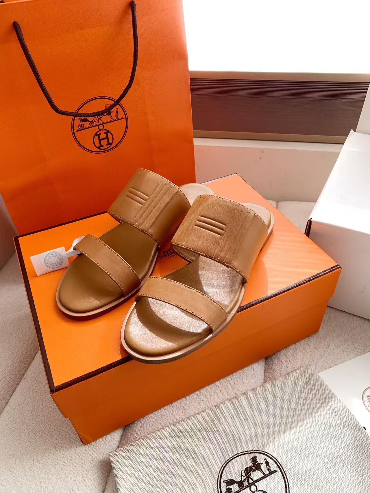 HERME5高品質カーフスキンスリッパ【50％割引+送料無料】