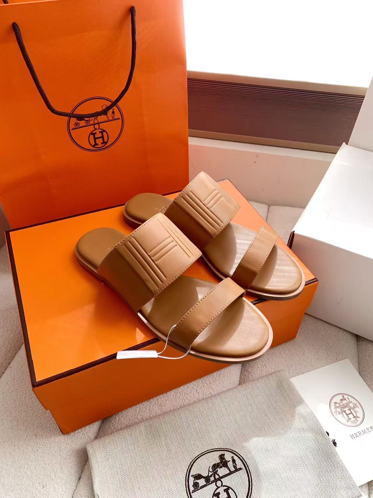 HERME5高品質カーフスキンスリッパ【50％割引+送料無料】