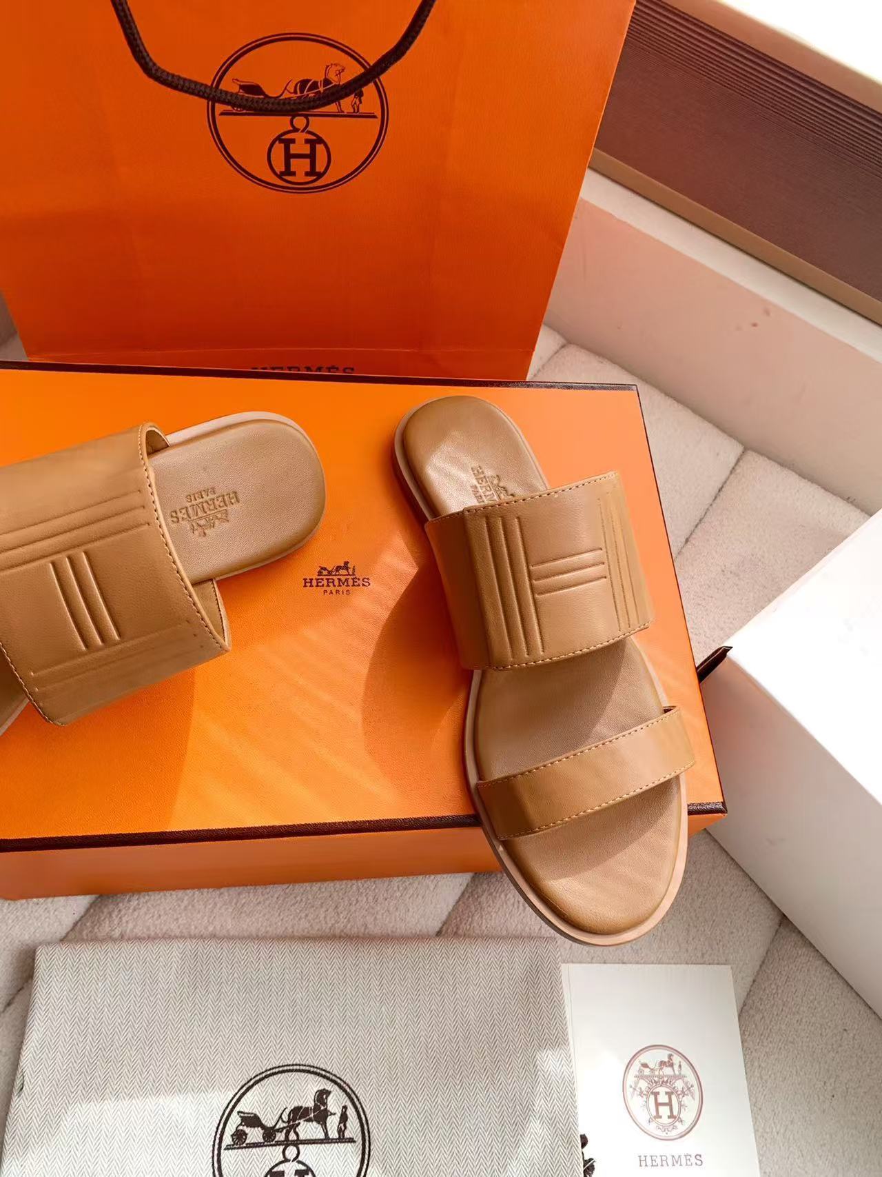HERME5高品質カーフスキンスリッパ【50％割引+送料無料】