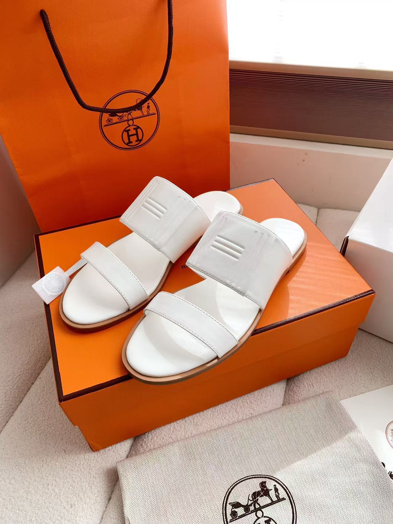 HERME5高品質カーフスキンスリッパ【50％割引+送料無料】