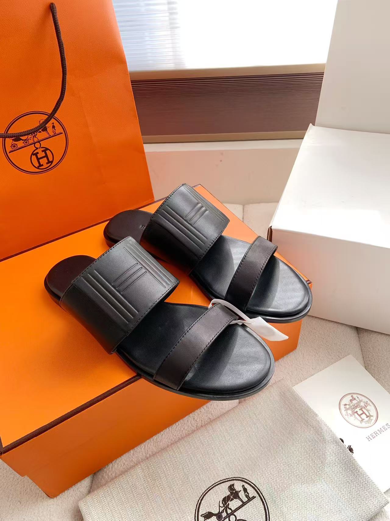 HERME5高品質カーフスキンスリッパ【50％割引+送料無料】