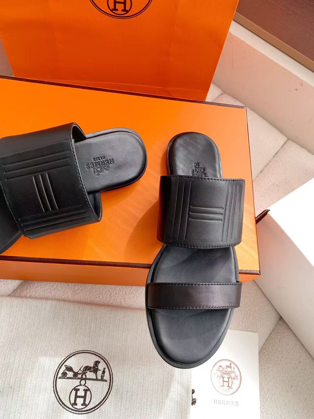 HERME5高品質カーフスキンスリッパ【50％割引+送料無料】