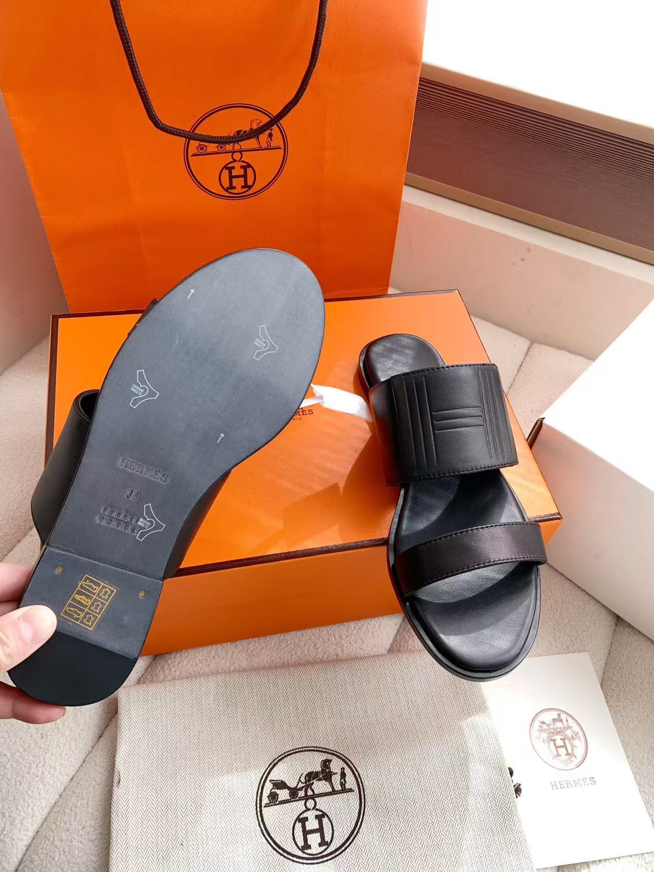 HERME5高品質カーフスキンスリッパ【50％割引+送料無料】
