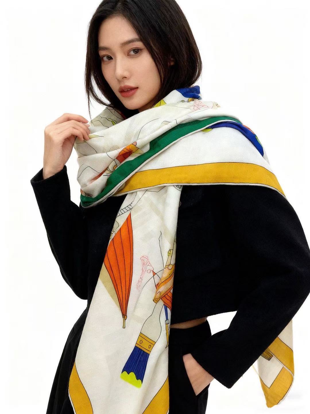 HERME5 高品質プリントカシミアスカーフ【50％割引+送料無料】