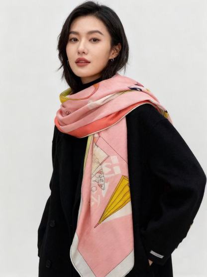 HERME5 高品質プリントカシミアスカーフ【50％割引+送料無料】
