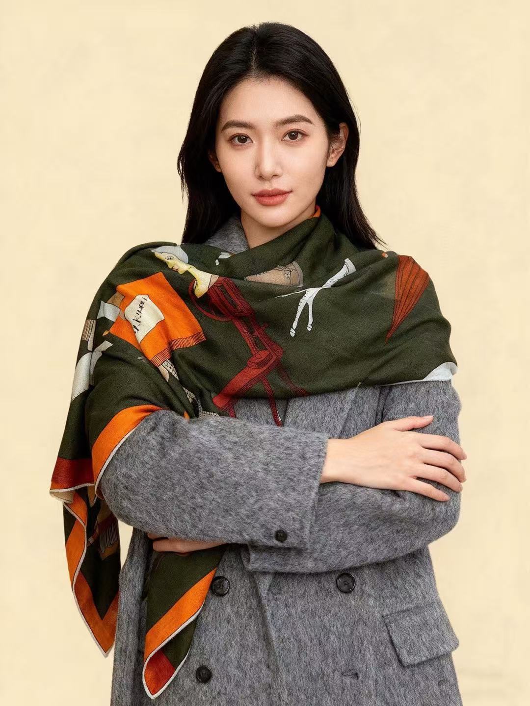 HERME5 高品質プリントカシミアスカーフ【50％割引+送料無料】