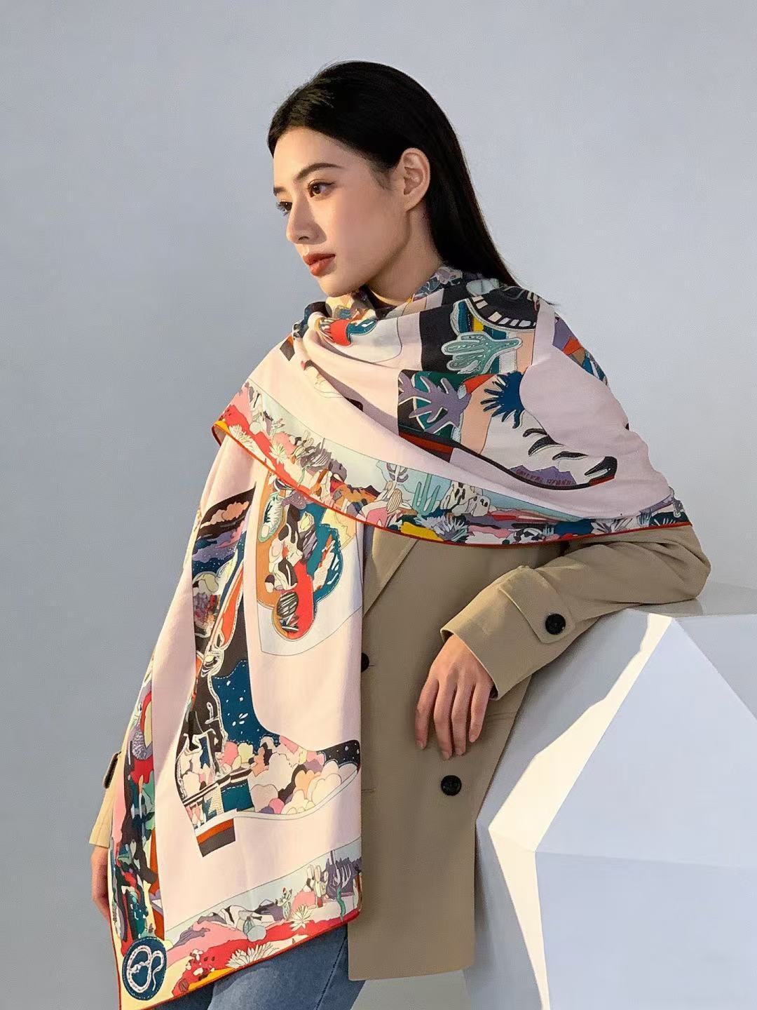 HEME5 高品質両面カシミヤマフラー【50％割引+送料無料】