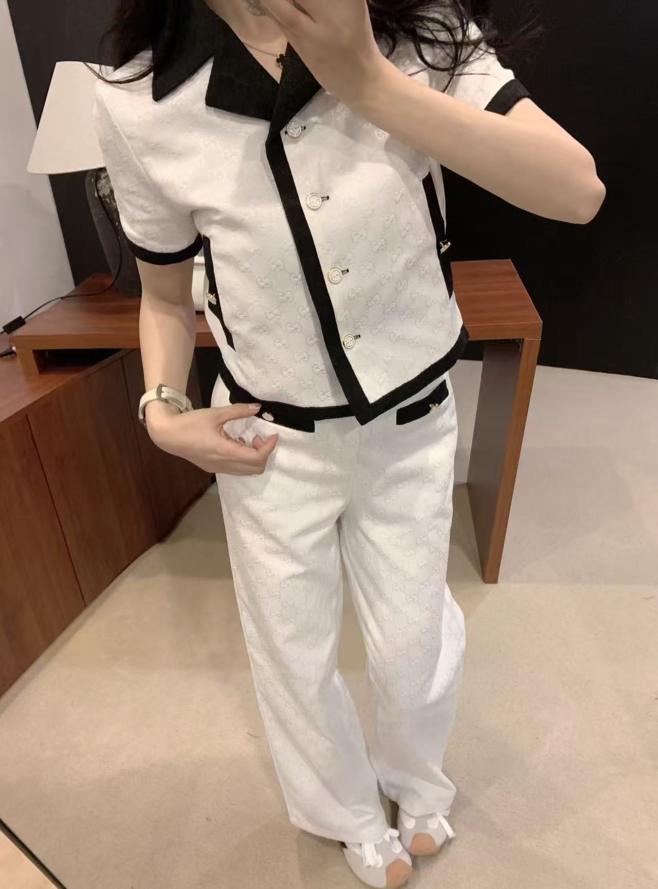 GUCC1 ジャカードショートジャケット+パンツ ツーピースセット【50％割引+送料無料】