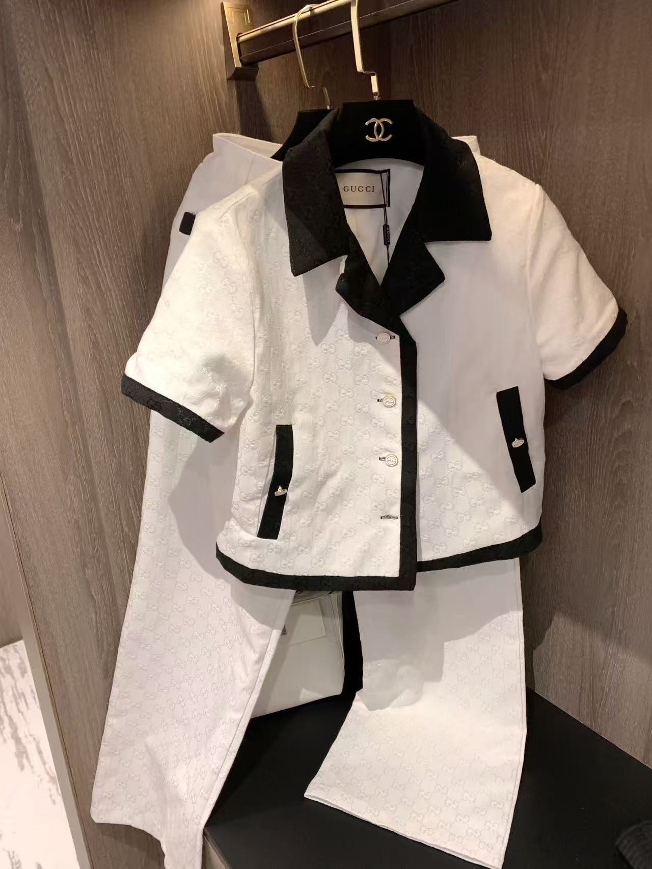 GUCC1 ジャカードショートジャケット+パンツ ツーピースセット【50％割引+送料無料】