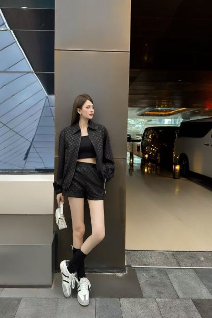 LVプリントジャケット+ショーツツーピースセット【50％割引+送料無料】