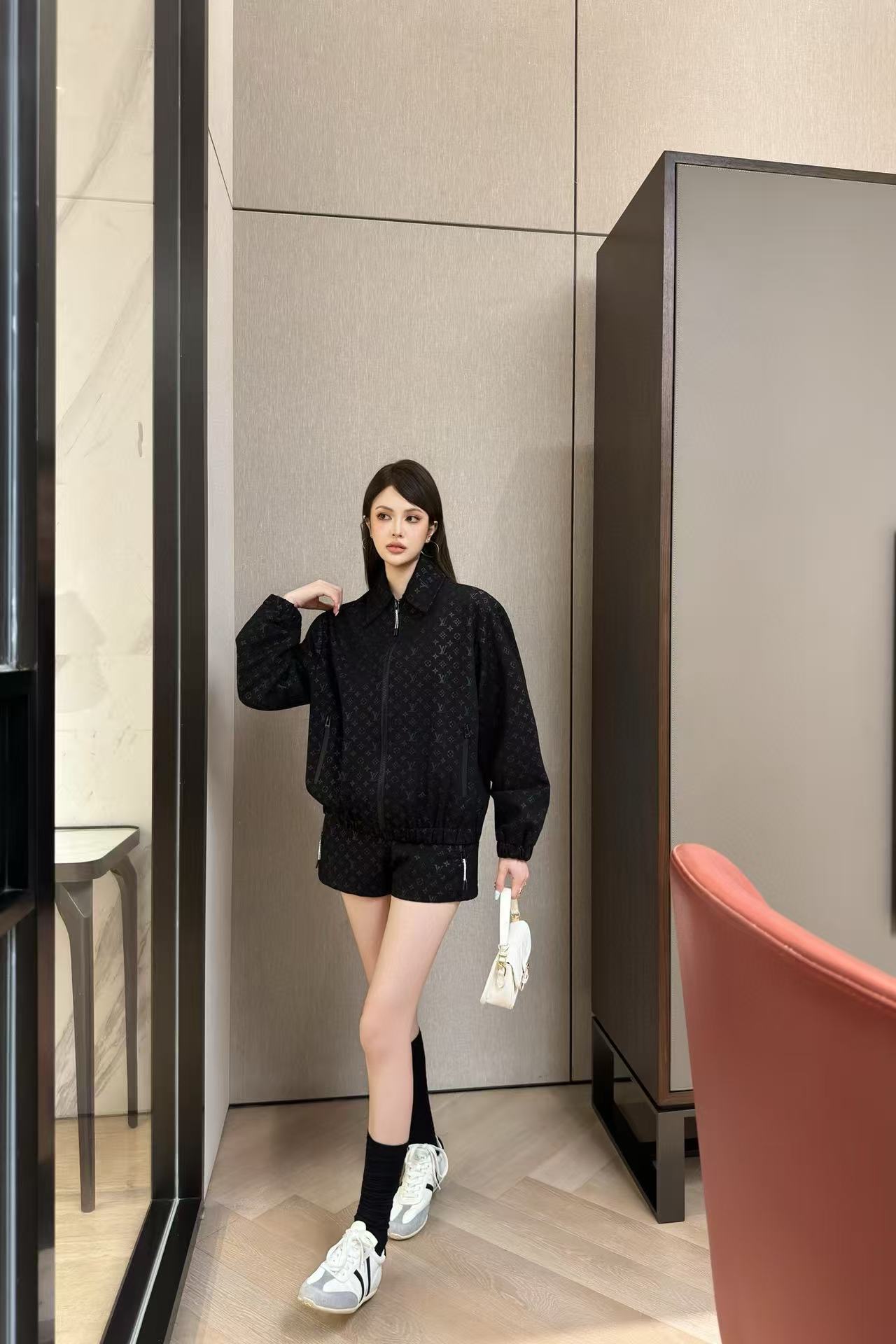 LVプリントジャケット+ショーツツーピースセット【50％割引+送料無料】