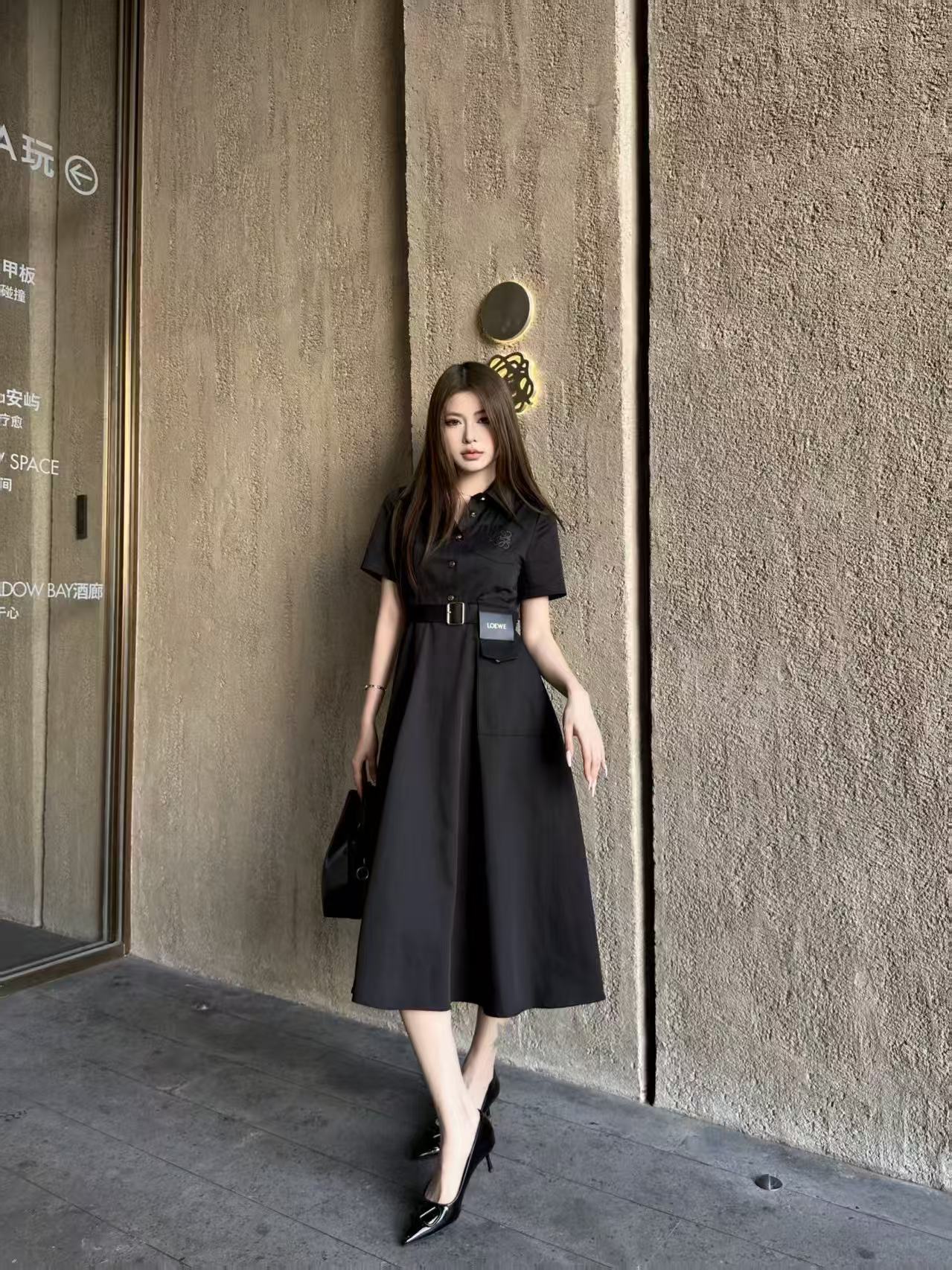 L0WEW 高品質刺繍ロゴドレス【50％割引+送料無料】