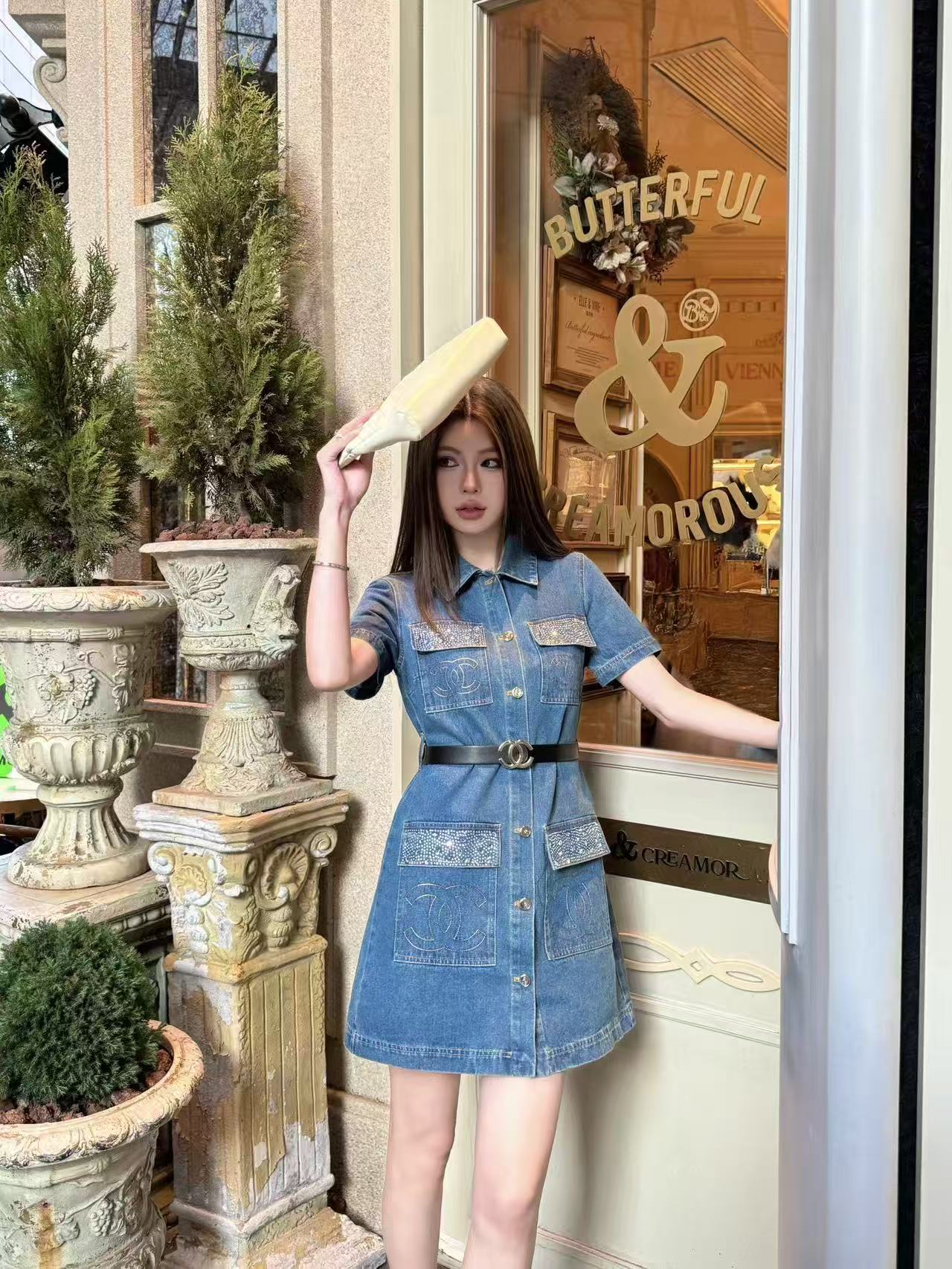 CHANE1 デニムドレス【50％割引+送料無料】