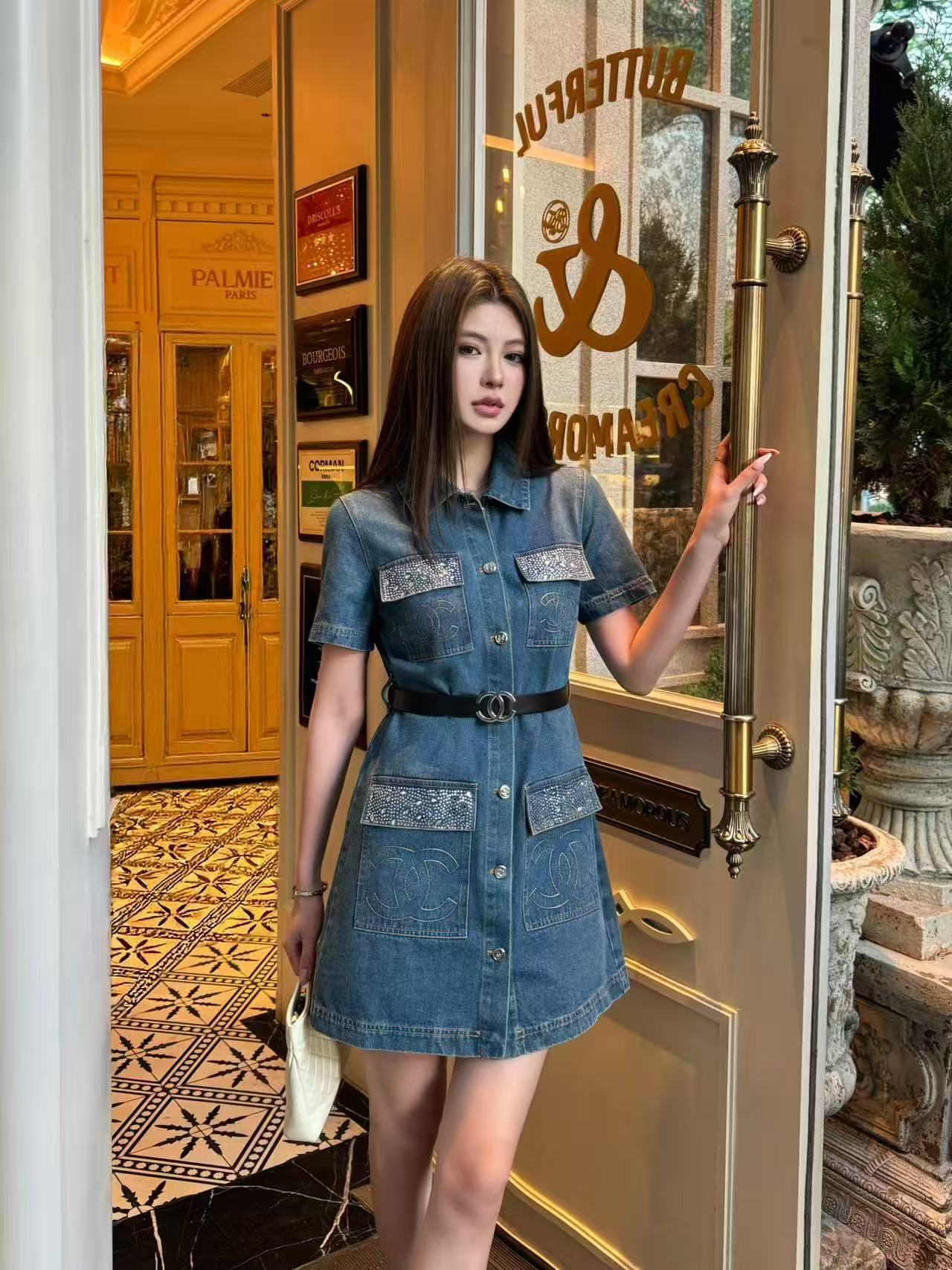 CHANE1 ダブルC デニムドレス【50％割引+送料無料】