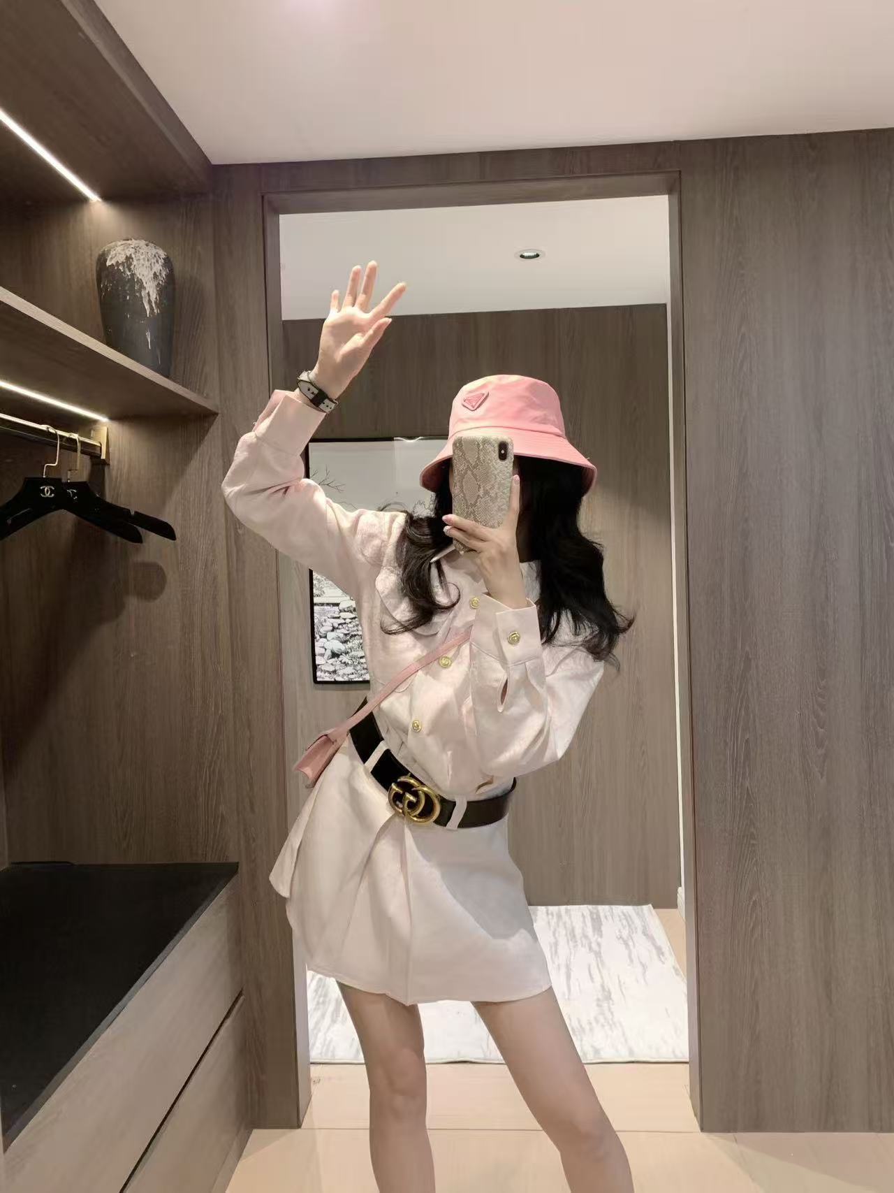 GUCC1 ジャカードメタルボタンドレス【50％割引+送料無料】