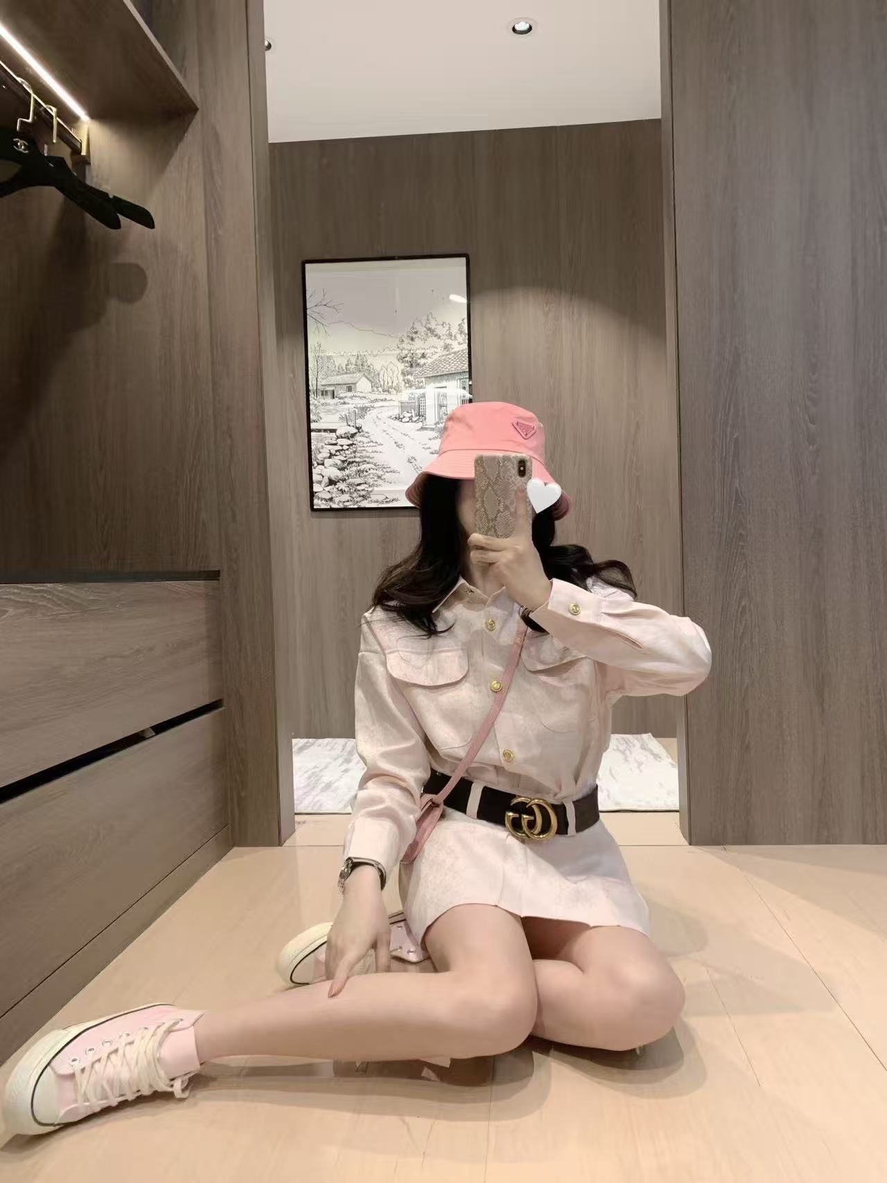 GUCC1 ジャカードメタルボタンドレス【50％割引+送料無料】