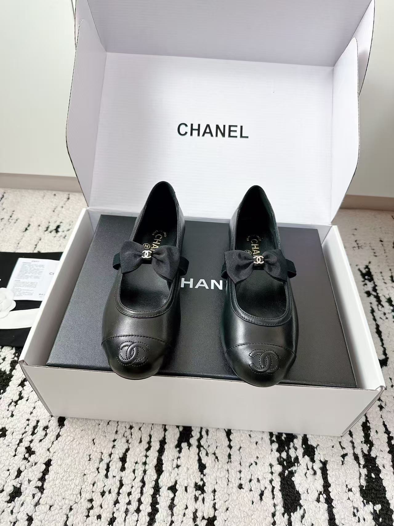 CHANE1 高品質ボウダブルCフラットシューズ【50％割引+送料無料】