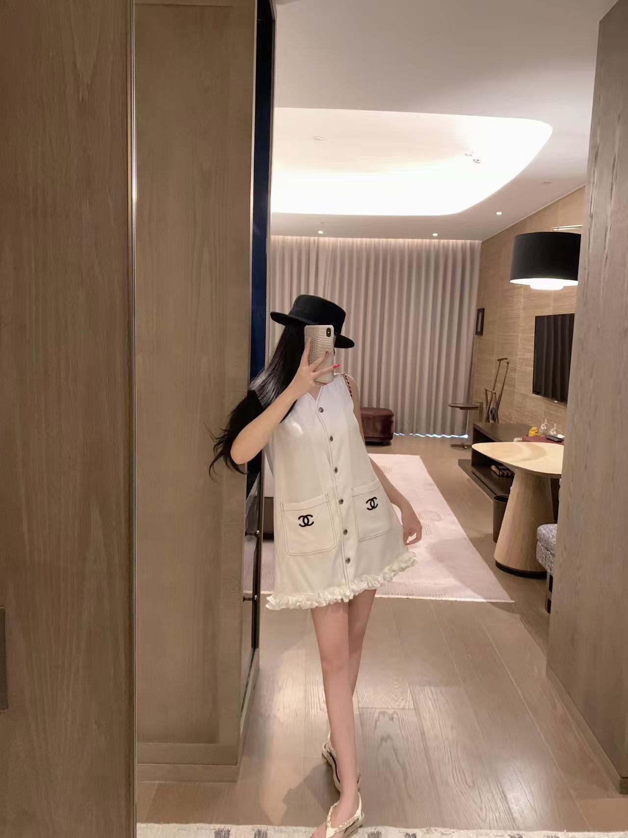 CHANE1 ラッフルテンセル ノースリーブ ドレス【50％割引+送料無料】