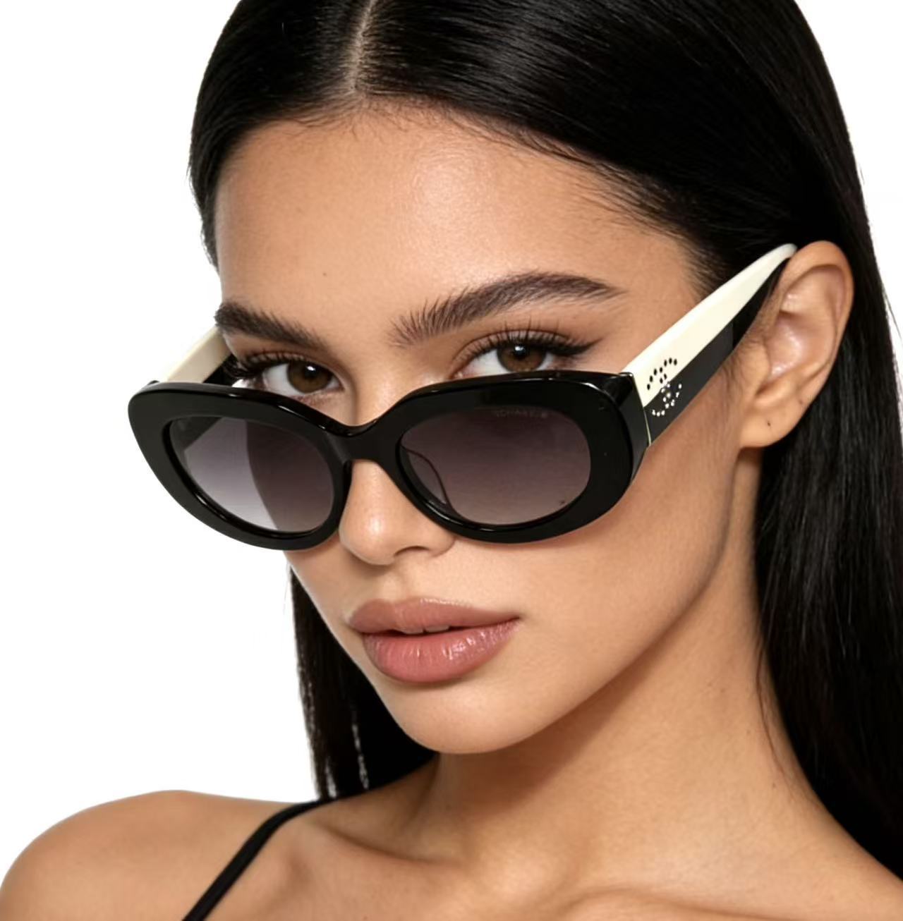 CHANE1 カラーブロック ダブルC サングラス【50％割引+送料無料】