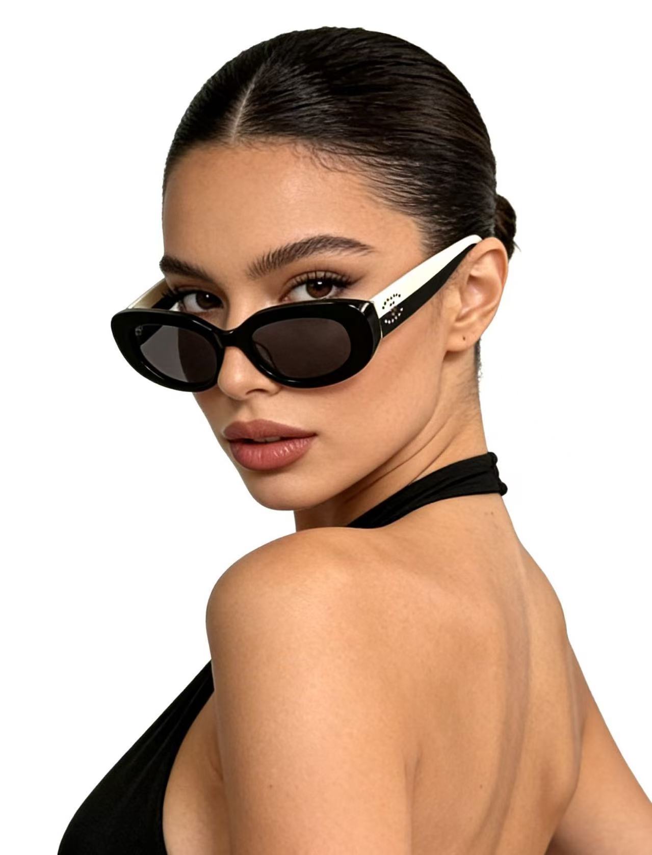 CHANE1 カラーブロック ダブルC サングラス【50％割引+送料無料】