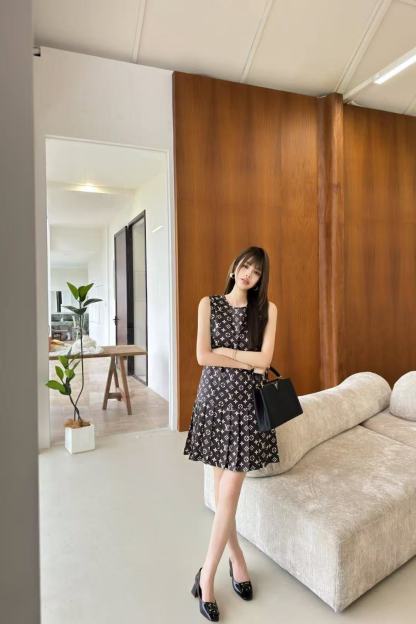 LV ノースリーブプリントドレス【50％割引+送料無料】