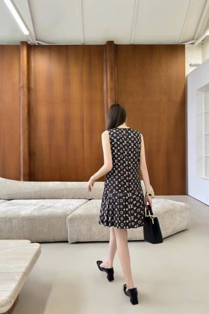 LV ノースリーブプリントドレス【50％割引+送料無料】