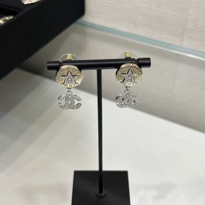 CHANE1 ダブルC ダイヤモンド ファイブポインテッドスター イヤリング【50％割引+送料無料】